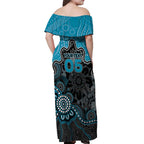 Custom Power Football Off Shoulder Maxi Dress Aboriginal Dot Art Pattern