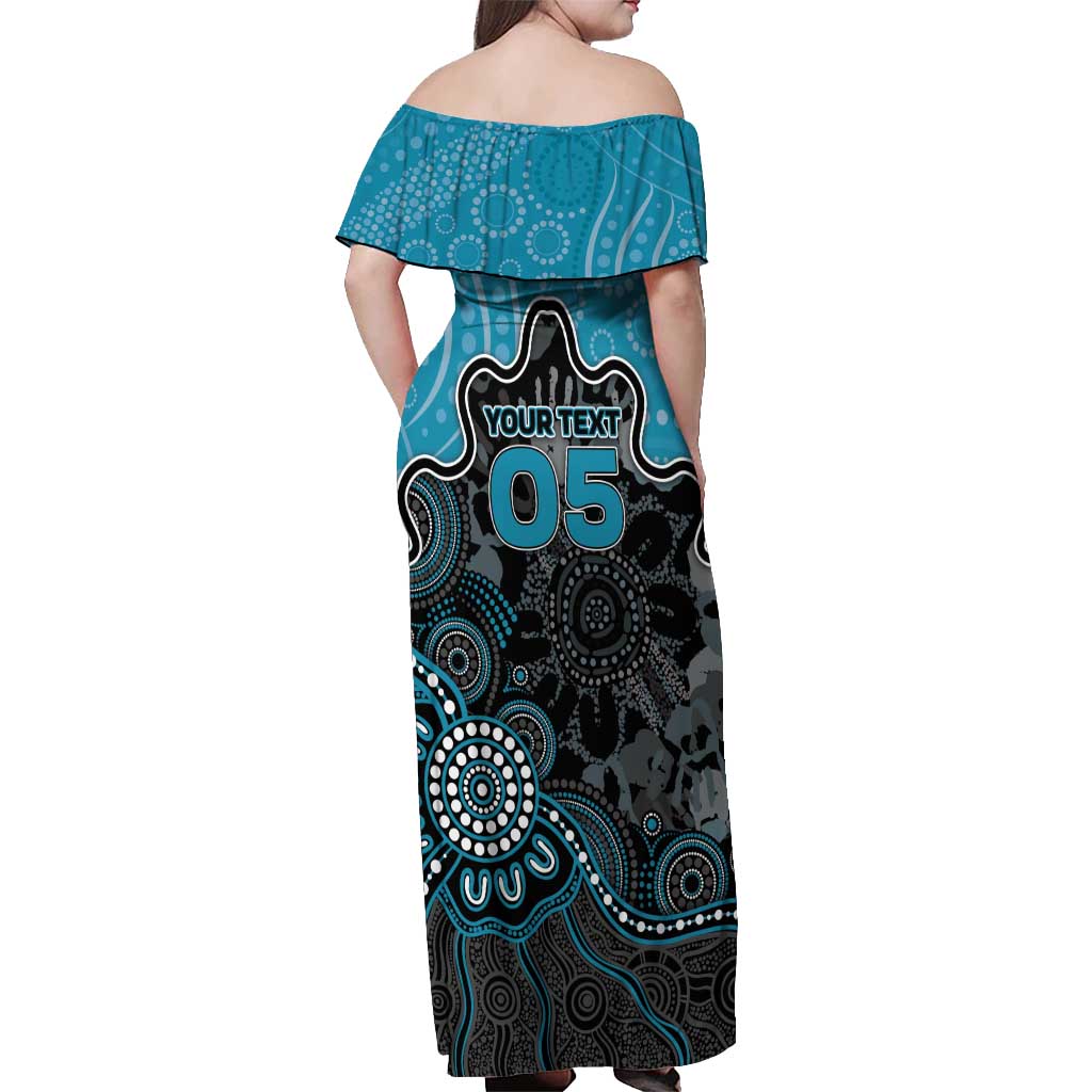 Custom Power Football Off Shoulder Maxi Dress Aboriginal Dot Art Pattern