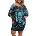 Custom Power Football Off Shoulder Short Dress Aboriginal Dot Art Pattern