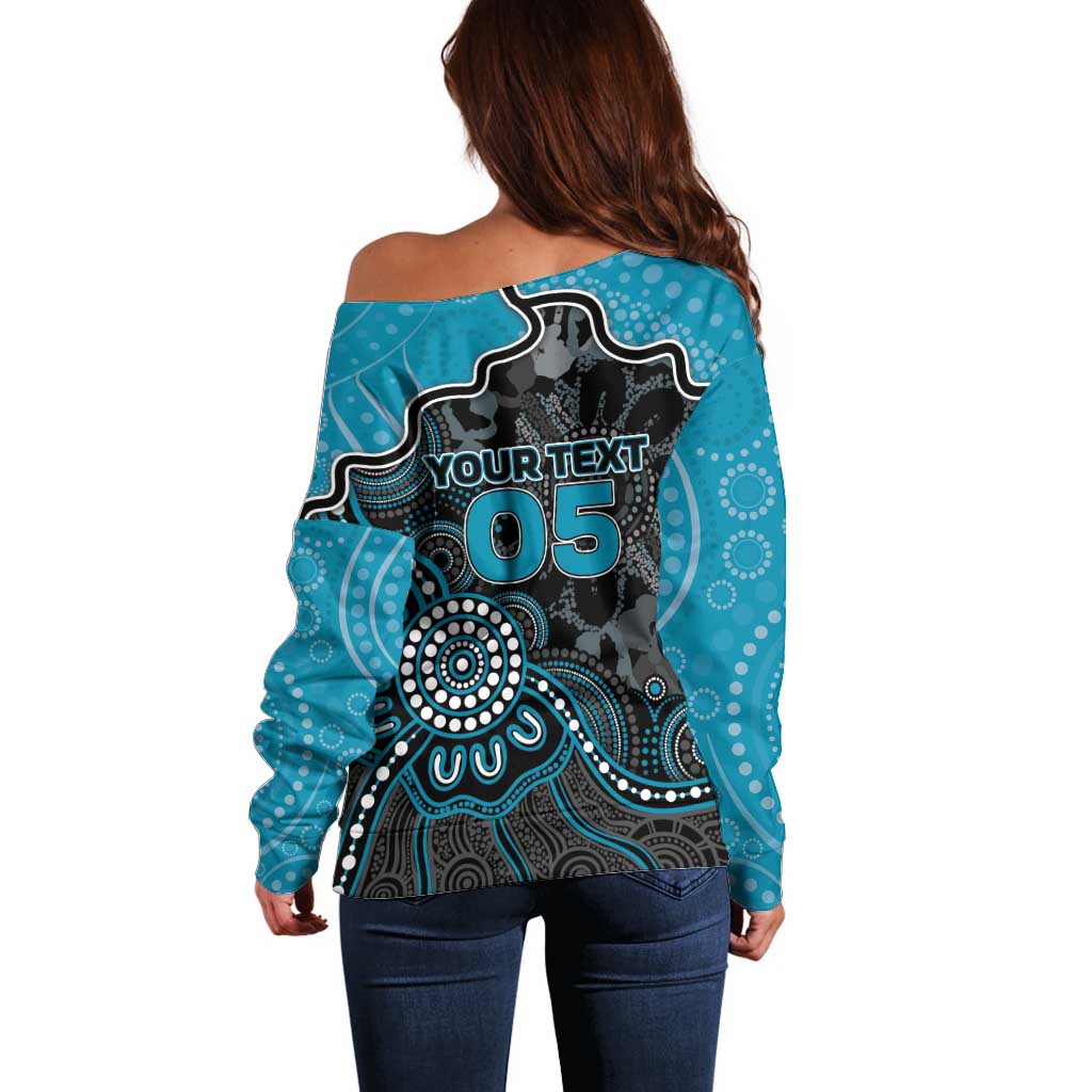 Custom Power Football Off Shoulder Sweater Aboriginal Dot Art Pattern