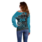 Custom Power Football Off Shoulder Sweater Aboriginal Dot Art Pattern