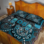 Custom Power Football Quilt Bed Set Aboriginal Dot Art Pattern