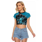 Custom Power Football Raglan Cropped T Shirt Aboriginal Dot Art Pattern