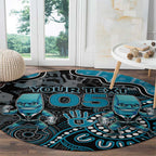 Custom Power Football Round Carpet Aboriginal Dot Art Pattern