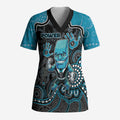 Custom Power Football Scrub Top Aboriginal Dot Art Pattern