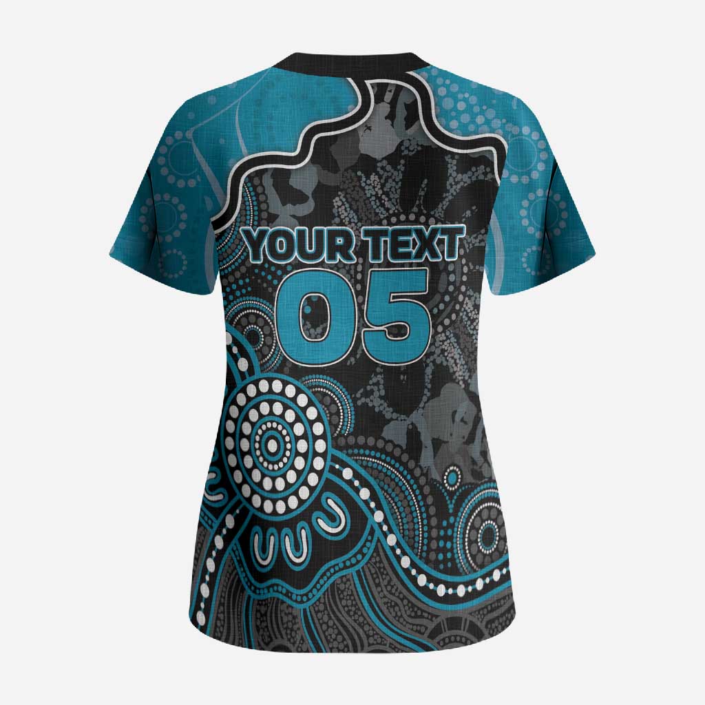 Custom Power Football Scrub Top Aboriginal Dot Art Pattern