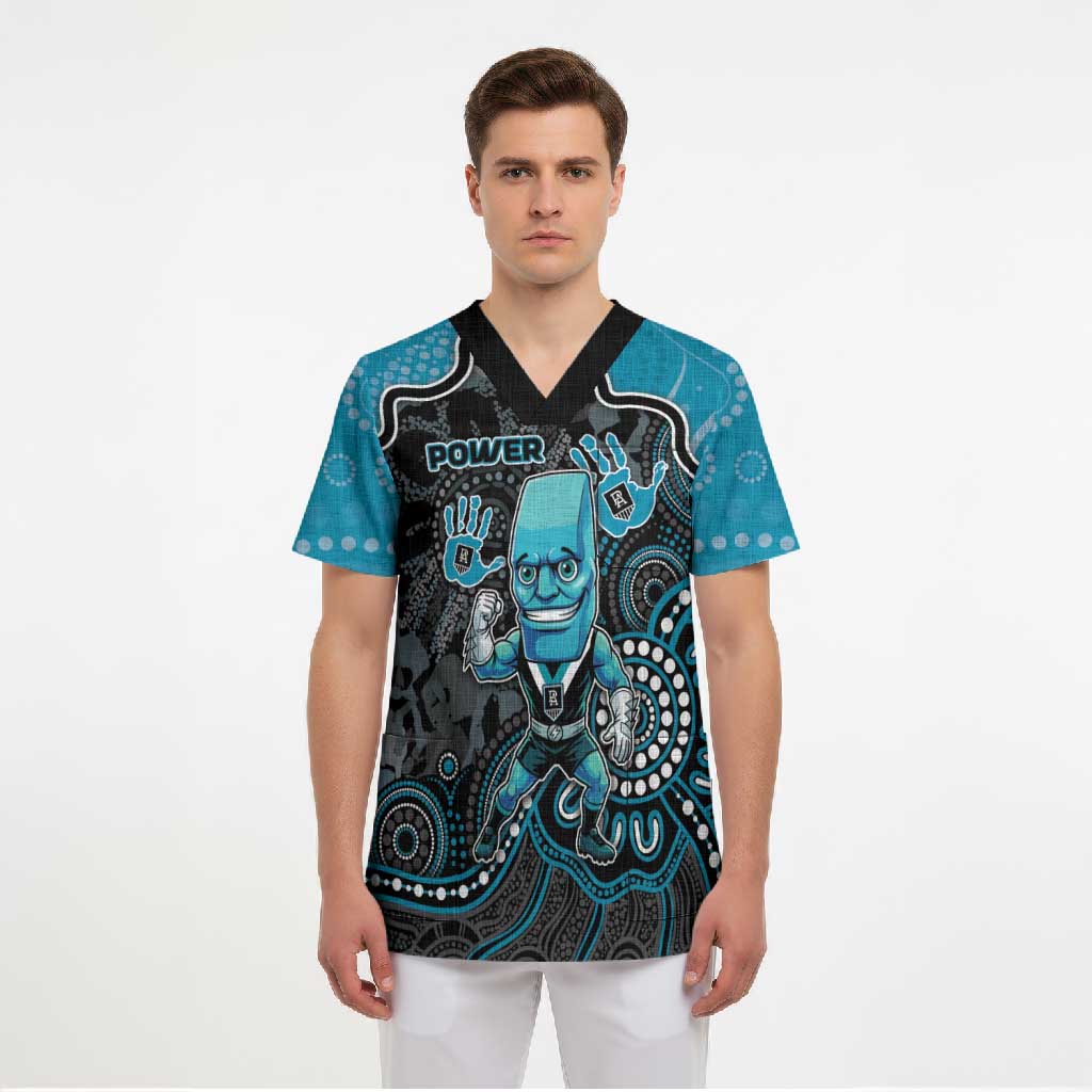 Custom Power Football Scrub Top Aboriginal Dot Art Pattern
