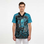 Custom Power Football Scrub Top Aboriginal Dot Art Pattern