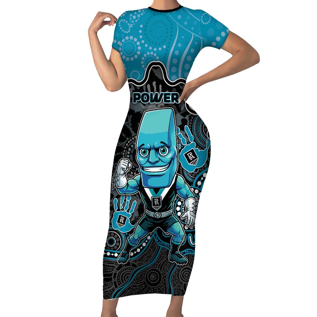 Custom Power Football Short Sleeve Bodycon Dress Aboriginal Dot Art Pattern