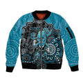 Custom Power Football Sleeve Zip Bomber Jacket Aboriginal Dot Art Pattern