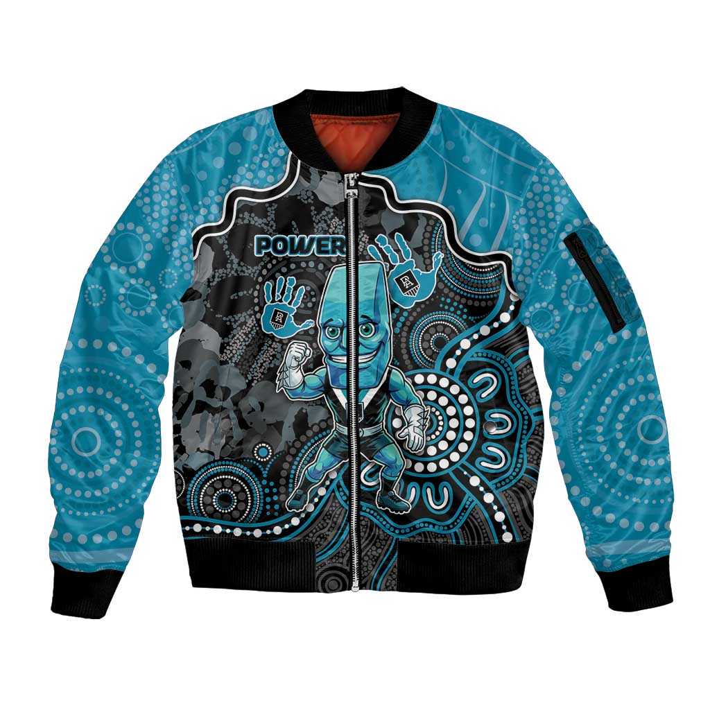 Custom Power Football Sleeve Zip Bomber Jacket Aboriginal Dot Art Pattern
