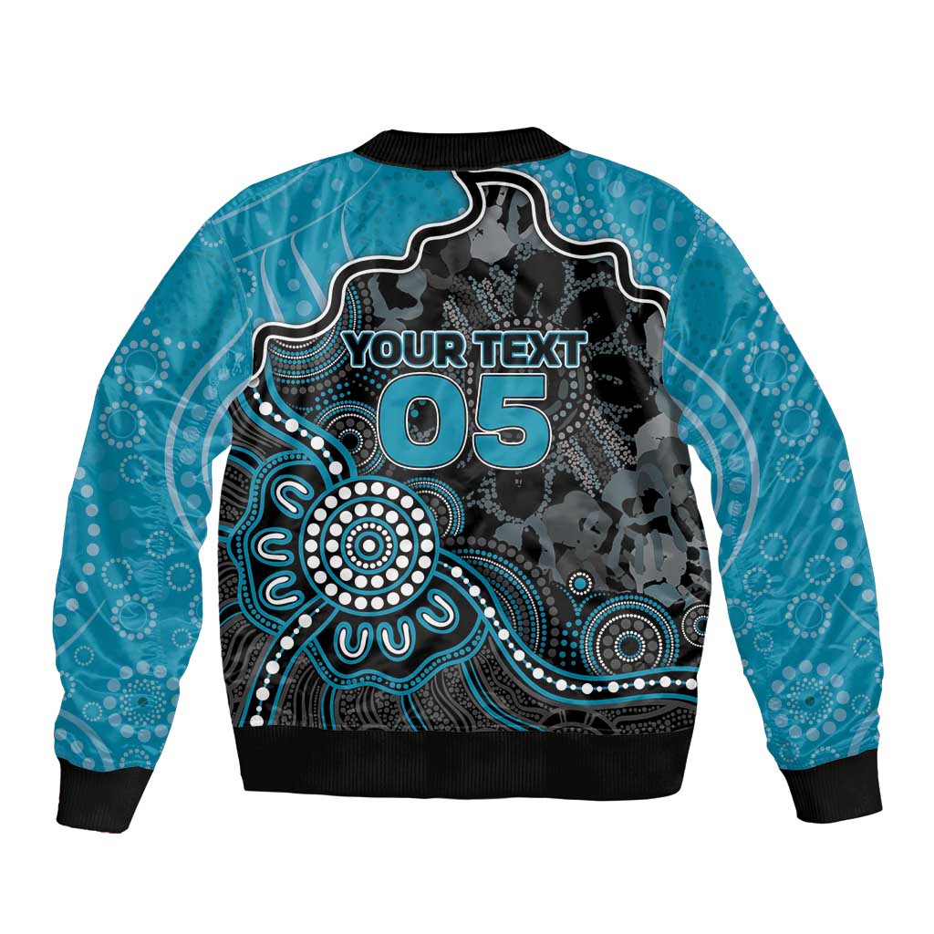 Custom Power Football Sleeve Zip Bomber Jacket Aboriginal Dot Art Pattern