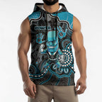 Custom Power Football Sleeveless Hoodie Aboriginal Dot Art Pattern