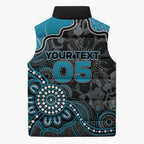 Custom Power Football Sleeveless Puffer Jacket Aboriginal Dot Art Pattern