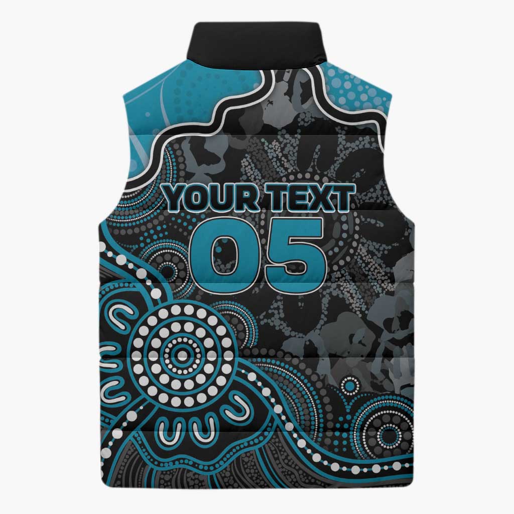 Custom Power Football Sleeveless Puffer Jacket Aboriginal Dot Art Pattern