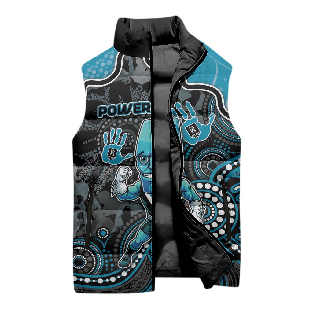 Custom Power Football Sleeveless Puffer Jacket Aboriginal Dot Art Pattern