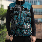 Custom Power Football Sleeveless Puffer Jacket Aboriginal Dot Art Pattern