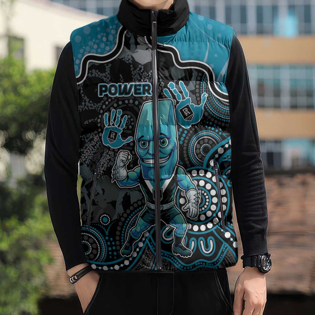 Custom Power Football Sleeveless Puffer Jacket Aboriginal Dot Art Pattern