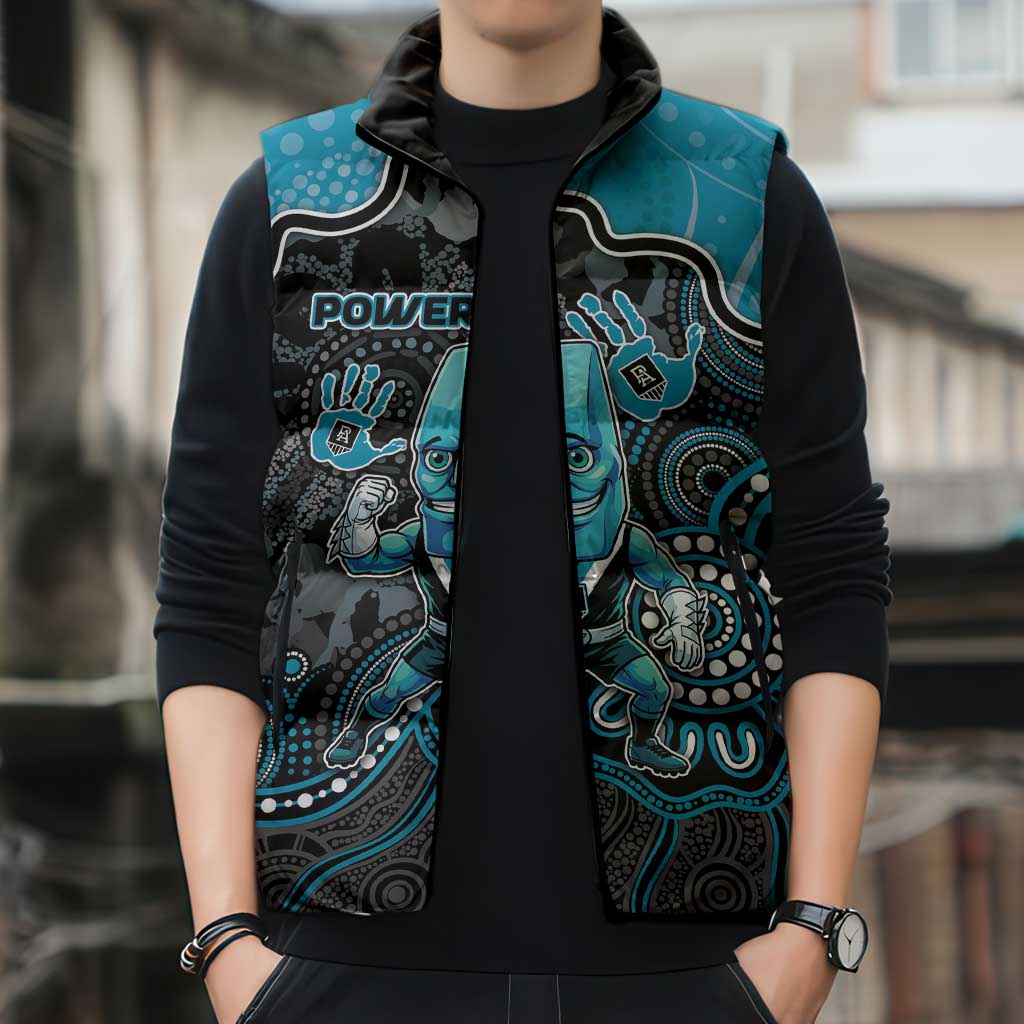 Custom Power Football Sleeveless Puffer Jacket Aboriginal Dot Art Pattern
