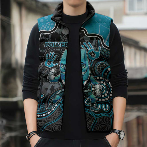Custom Power Football Sleeveless Puffer Jacket Aboriginal Dot Art Pattern