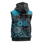 Custom Power Football Sleeveless Zip Hoodie Aboriginal Dot Art Pattern