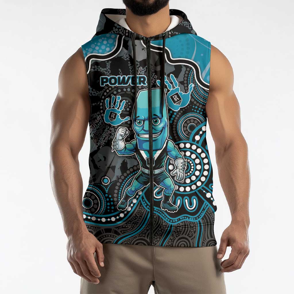Custom Power Football Sleeveless Zip Hoodie Aboriginal Dot Art Pattern