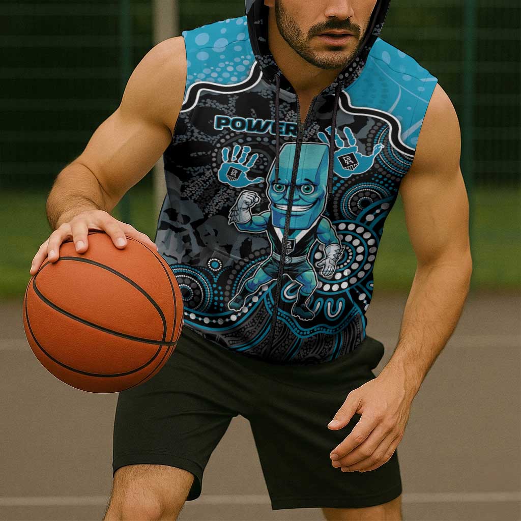 Custom Power Football Sleeveless Zip Hoodie Aboriginal Dot Art Pattern