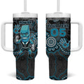 Custom Power Football Tumbler With Handle Aboriginal Dot Art Pattern