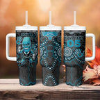 Custom Power Football Tumbler With Handle Aboriginal Dot Art Pattern