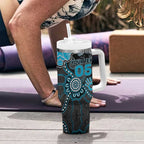 Custom Power Football Tumbler With Handle Aboriginal Dot Art Pattern