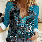 Custom Power Football Women Casual Shirt Aboriginal Dot Art Pattern
