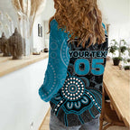 Custom Power Football Women Casual Shirt Aboriginal Dot Art Pattern