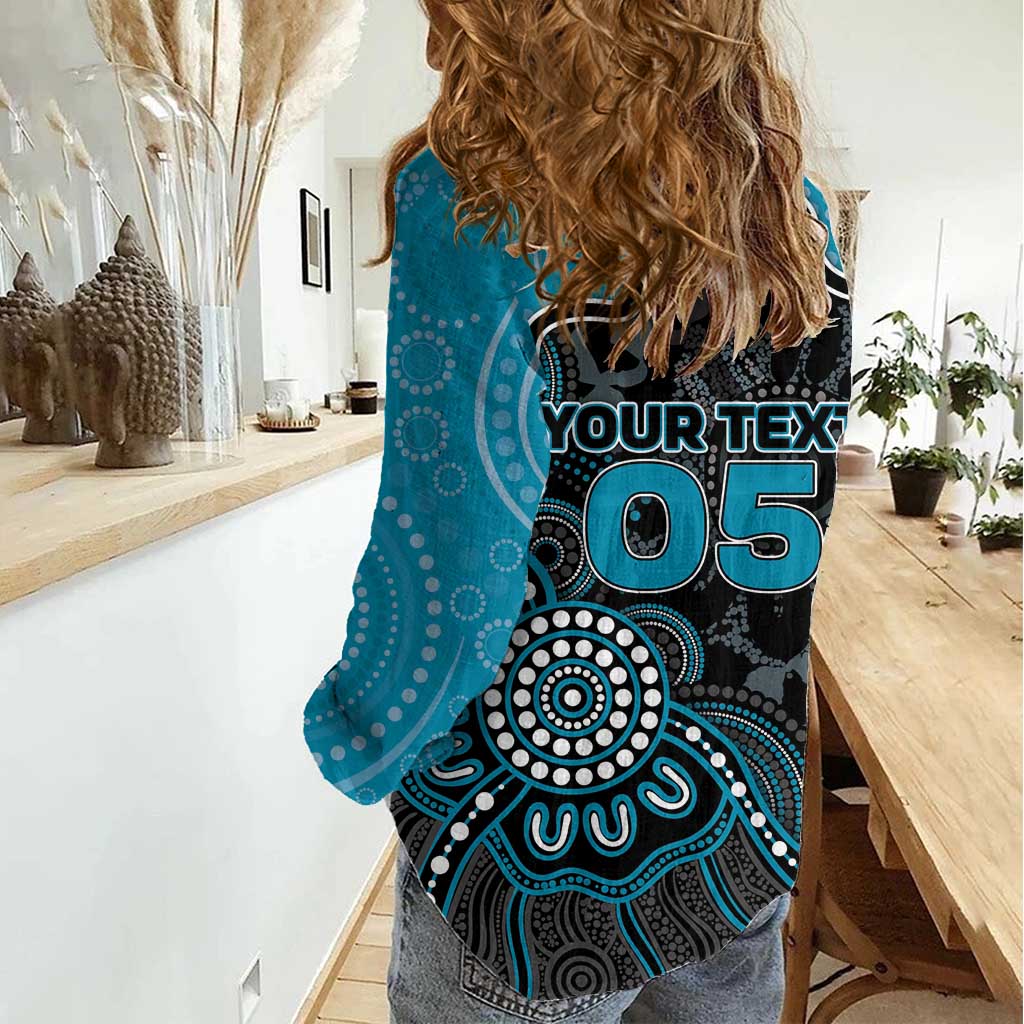 Custom Power Football Women Casual Shirt Aboriginal Dot Art Pattern