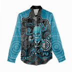 Custom Power Football Women Casual Shirt Aboriginal Dot Art Pattern