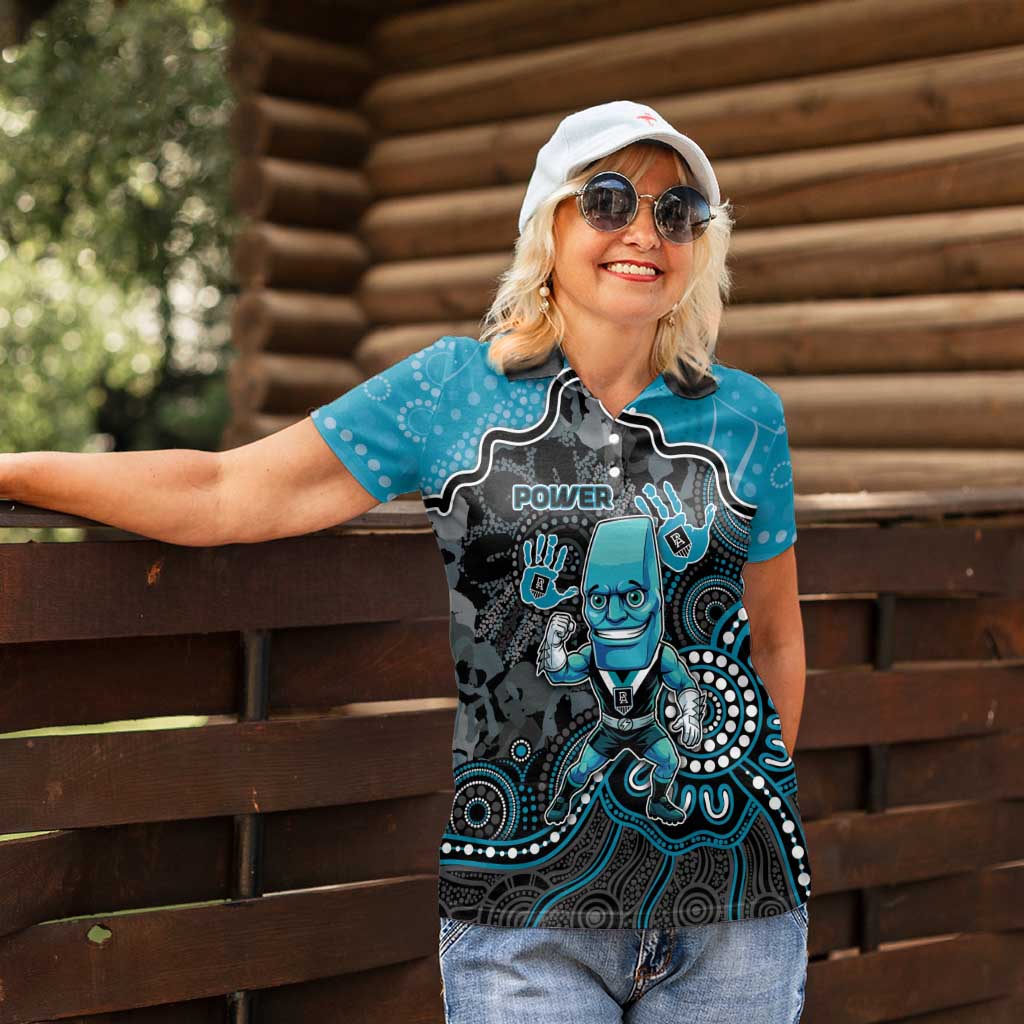 Custom Power Football Women Polo Shirt Aboriginal Dot Art Pattern
