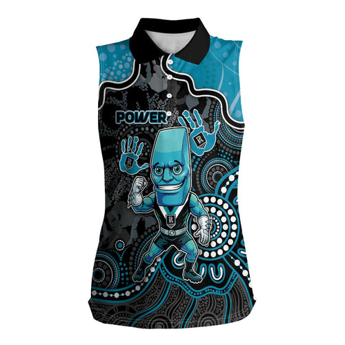Custom Power Football Women Sleeveless Polo Shirt Aboriginal Dot Art Pattern