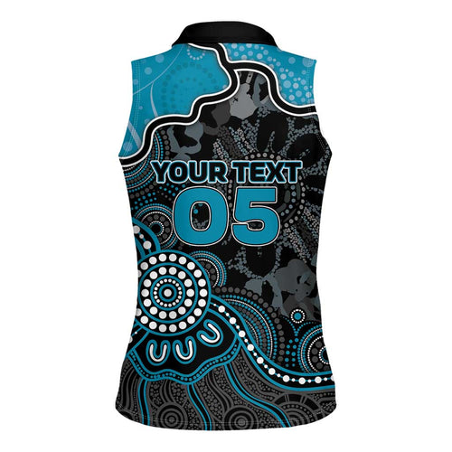 Custom Power Football Women Sleeveless Polo Shirt Aboriginal Dot Art Pattern