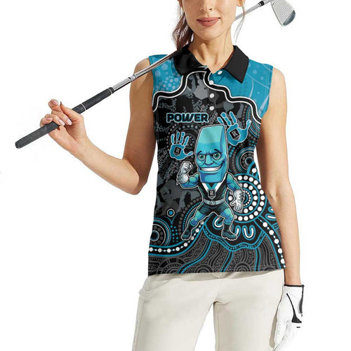 Custom Power Football Women Sleeveless Polo Shirt Aboriginal Dot Art Pattern