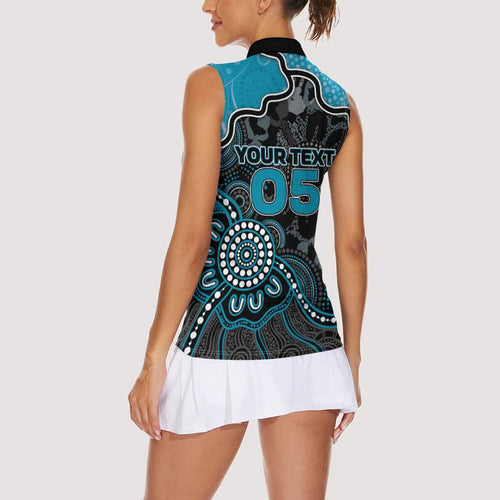 Custom Power Football Women Sleeveless Polo Shirt Aboriginal Dot Art Pattern