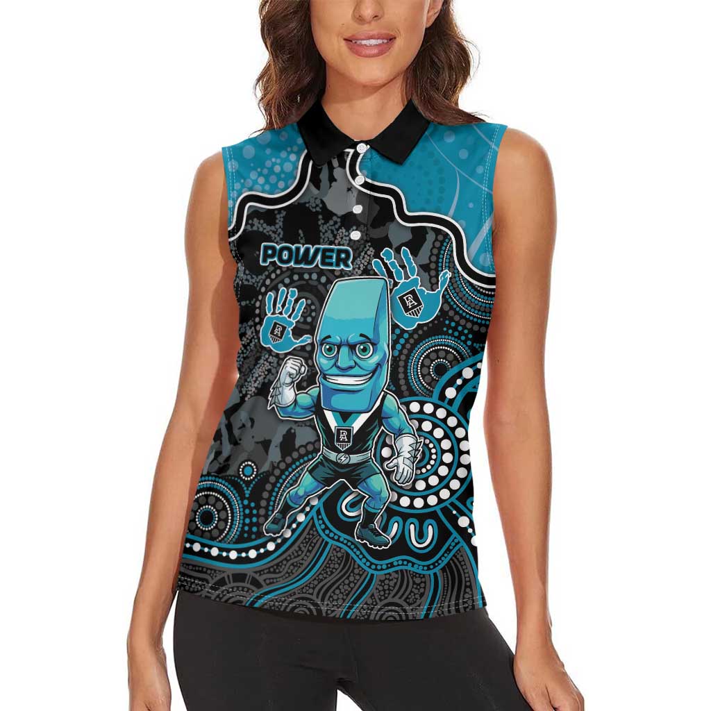 Custom Power Football Women Sleeveless Polo Shirt Aboriginal Dot Art Pattern