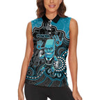 Custom Power Football Women Sleeveless Polo Shirt Aboriginal Dot Art Pattern