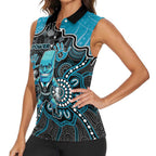 Custom Power Football Women Sleeveless Polo Shirt Aboriginal Dot Art Pattern