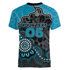 Custom Power Football Women V-Neck T-Shirt Aboriginal Dot Art Pattern
