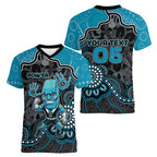 Custom Power Football Women V-Neck T-Shirt Aboriginal Dot Art Pattern