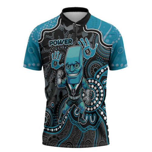 Custom Power Football Zipper Polo Shirt Aboriginal Dot Art Pattern