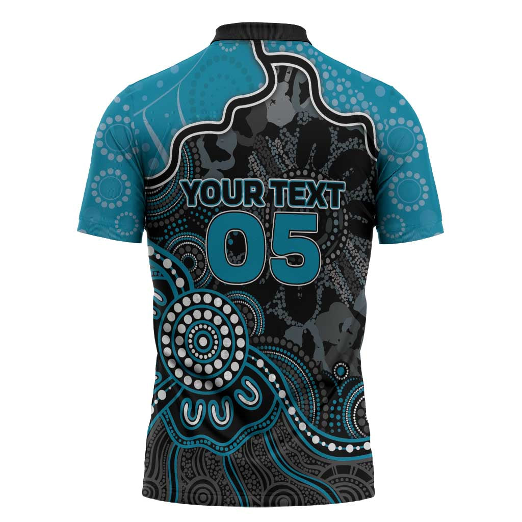 Custom Power Football Zipper Polo Shirt Aboriginal Dot Art Pattern