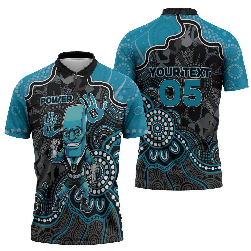 Custom Power Football Zipper Polo Shirt Aboriginal Dot Art Pattern