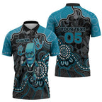 Custom Power Football Zipper Polo Shirt Aboriginal Dot Art Pattern