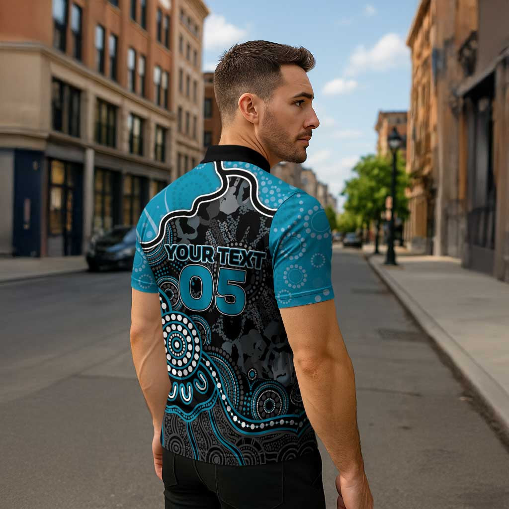 Custom Power Football Zipper Polo Shirt Aboriginal Dot Art Pattern