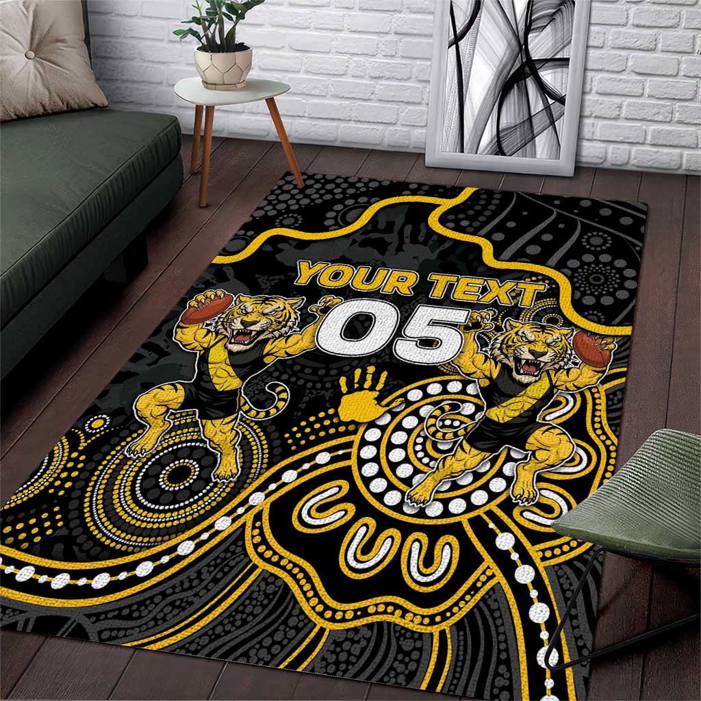 Custom Richmond Football Area Rug Aboriginal Dot Art Pattern